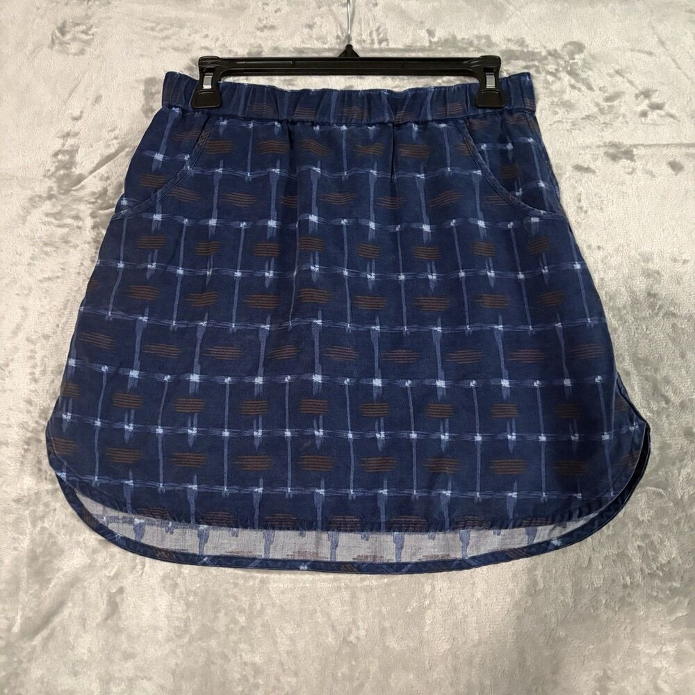 Patagonia Women's Edge Win Skirt S Small Classic Geometric Navy Blue Tencel